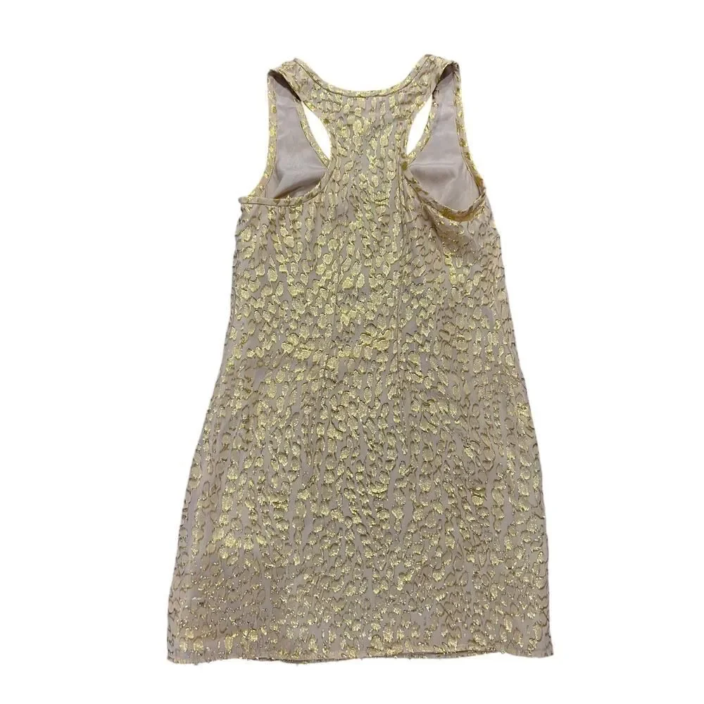 Lilly Pulitzer Silk Betty Metallic Gold Jacquard Packin Heat Chiffon Dress XS